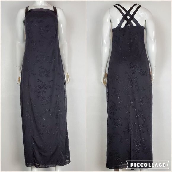 Vintage 90's CDC Black Floral Maxi Dress - Picture 1 of 8